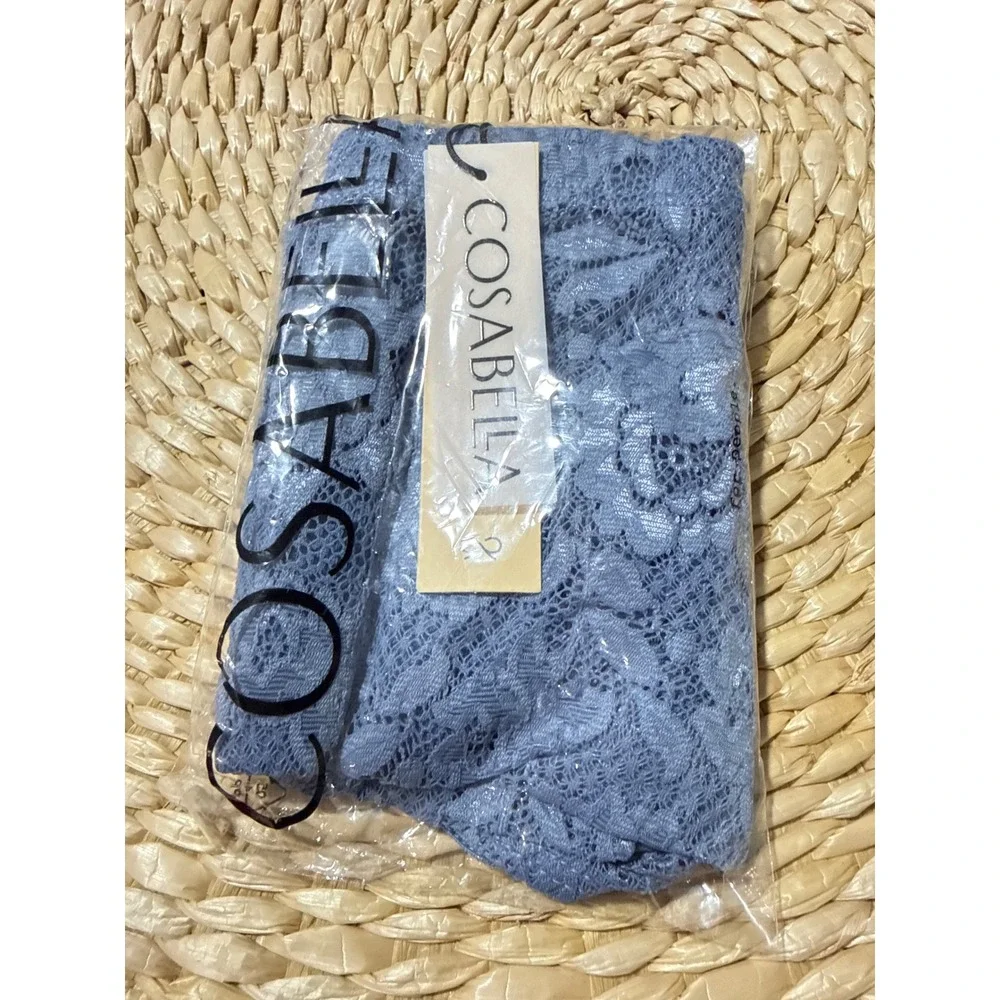 Cosabella Never Say Never Comfort Micro Brief Blue Diamond Lace Brief M NWT